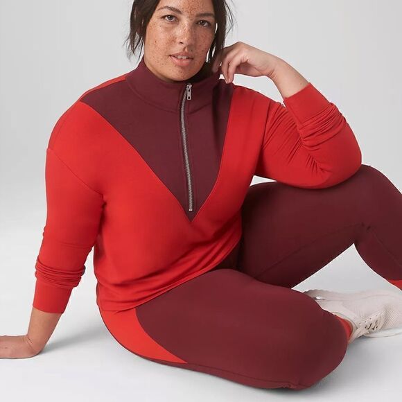 NWOT LIVI Cozy Soft Half-Zip Colorblock Cropped Pullover Adrenaline Rush 22/24 - Picture 4 of 11